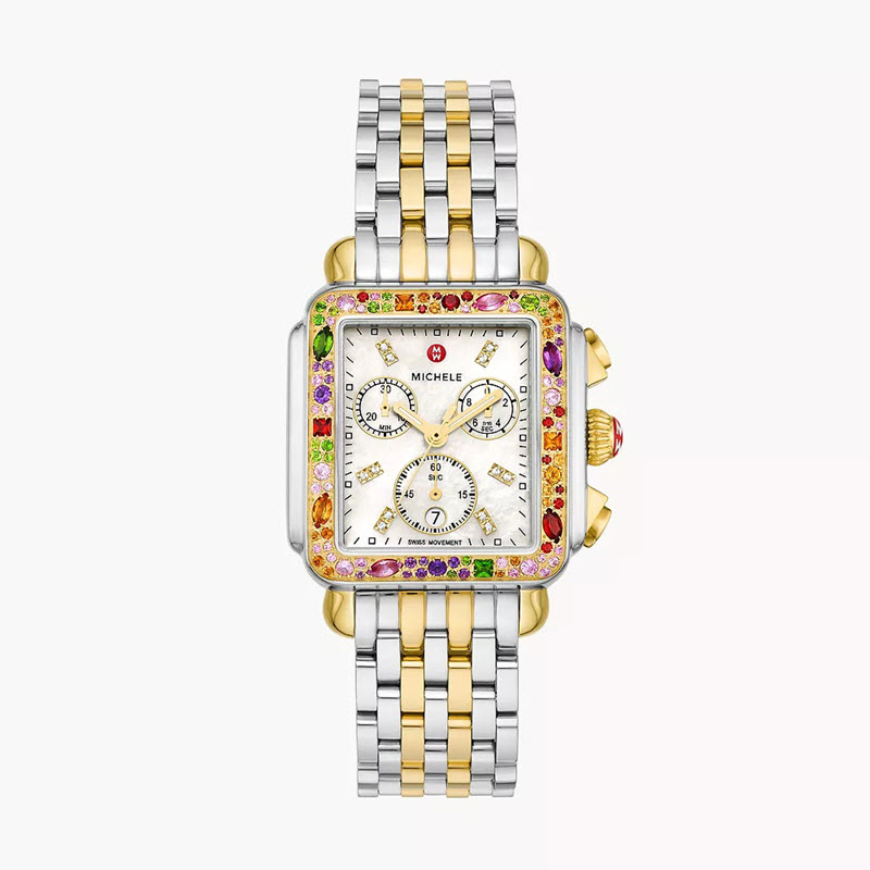 Đồng hồ Michele Deco Soirée Two-Tone 18K Gold-Plated Diamond Watch 33mm