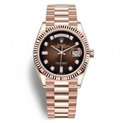 Đồng Hồ Rolex Day-Date 36 128345RBR Mặt Số Ombré Nâu