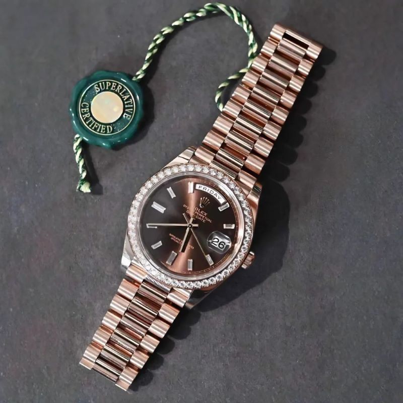 Đồng Hồ Rolex Day-Date 36 128345RBR Mặt Số Ombré Nâu