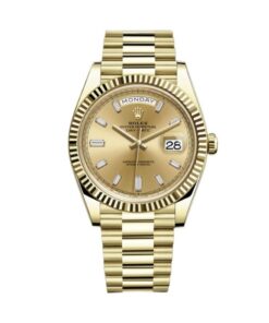 Rolex Day-Date 40 228238 Mặt Số Vàng Champagne Nạm Kim Cương