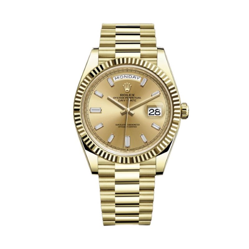 Rolex Day-Date 40 228238 Mặt Số Vàng Champagne Nạm Kim Cương