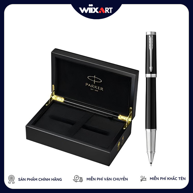 Bút bi ký Parker Elite hộp gỗ lót nhung S-Black sang trọng làm quà tặng, sưu tầm