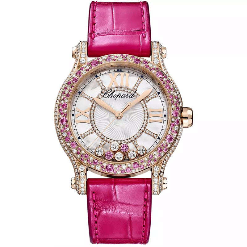 Đồng Hồ Chopard Happy Sport 274891-5028 Joaillerie 36mm Kim Cương & Sapphire Hồng