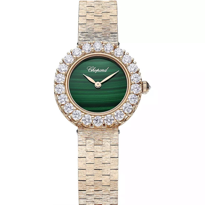 Đồng Hồ Chopard L'heure Du Diamant 10A178-5311 Round Mặt Xanh Lá 26mm Dây Vàng Hồng
