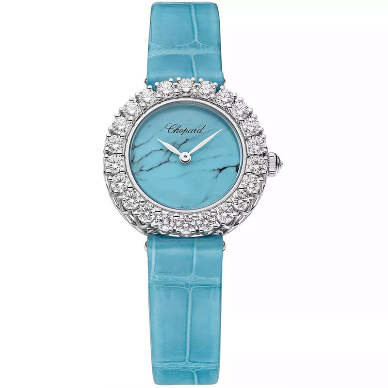 Đồng Hồ Chopard L'heure Du Diamant 13A178-1315 Round Xanh Ngọc Lam 26mm
