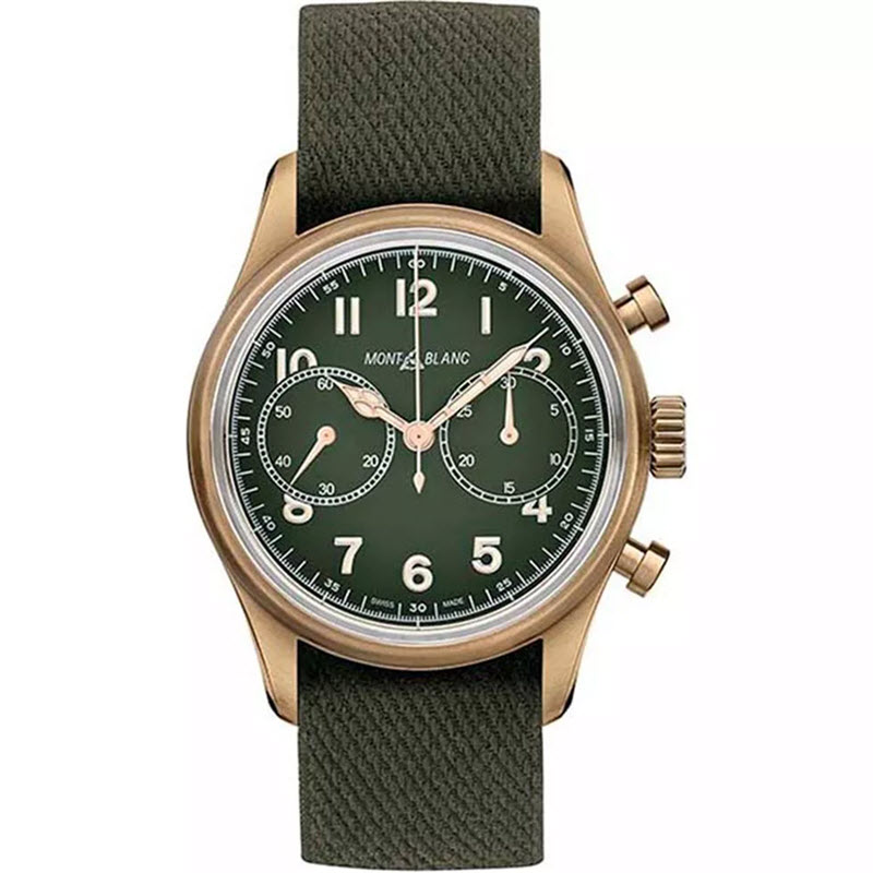 Đồng Hồ Montblanc 1858 MB119908 Xanh Quân Đội Bản Giới Hạn 42mm Dây Vải