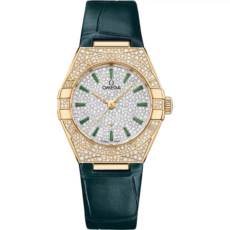 Đồng Hồ Omega Constellation 131.58.29.20.99.002 29mm Dây Da Xanh Lá
