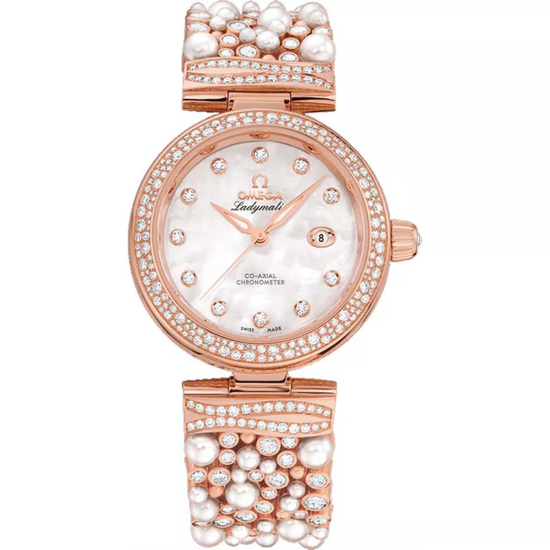 Đồng Hồ Omega De Ville 425.65.34.20.55.008 Ladymatic 34mm Kim Cương & Ngọc Trai