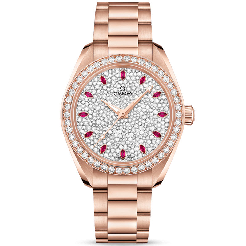 Đồng Hồ Omega Seamaster 220.55.34.20.99.007 Aqua Terra 150M 34mm Full Kim Cương & Ruby