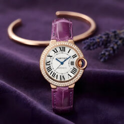 Đồng Hồ Cartier Ballon Bleu De Cartier WJBB0051 - 115 Viên Kim Cương Brilliant-Cut, Núm Sapphire Cabochon, Mặt Số Guilloché Bạc