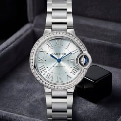 Đồng Hồ Cartier Ballon Bleu W4BB0028 - Mặt Số Xanh Bạc Chải Tia, Kim Thép Xanh Hình Thanh Kiếm, Dây Thép Có Thể Thay Thế