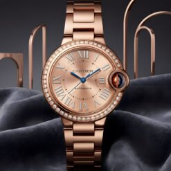 Đồng Hồ Cartier Ballon Bleu De Cartier WJBB0077 – Mặt Số Vàng Hồng Sunray, Kim Thép Xanh Hình Kiếm, Mặt Kính Sapphire