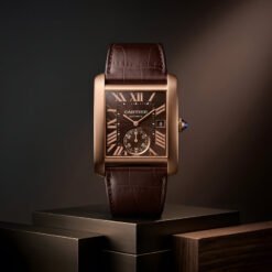 Đồng Hồ Cartier Tank W5330002 - Mặt Số Phụ Giây Nhỏ Tại Vị Trí 6 Giờ, Kính Sapphire Chống Trầy Xước, Dây Da Cá Sấu Màu Nâu