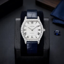 Đồng Hồ Cartier Tortue CRWJTO0014 - Dáng Tortue Mai Rùa, Vỏ Vàng Trắng 18K Đính Kim Cương