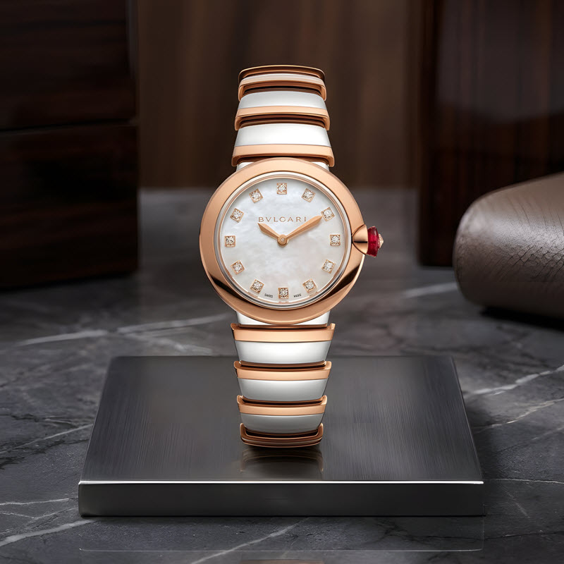 đồng hồ nữ bvlgari lvcea 102194 xà cừ trắng 28mm