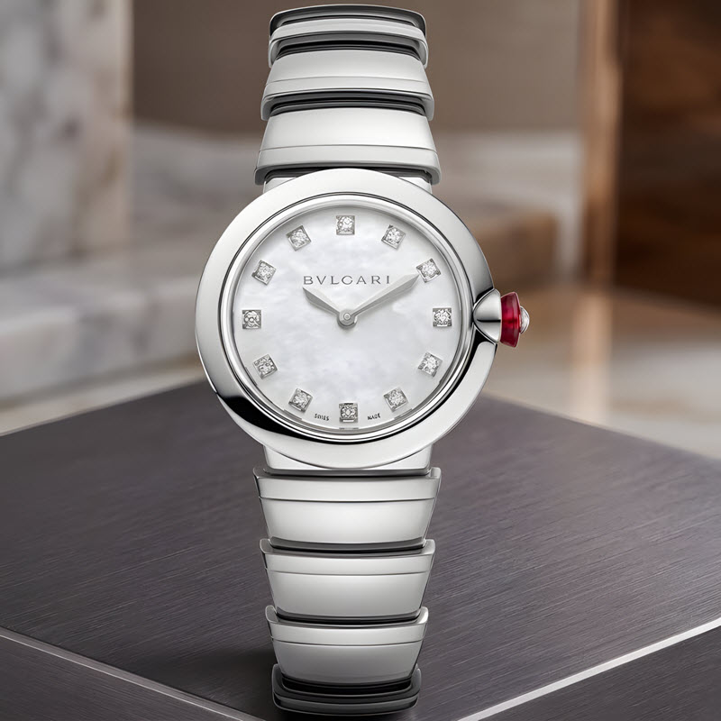 đồng hồ nữ bvlgari lvcea 102196 xà cừ trắng 28mm
