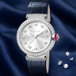 Đồng Hồ Bvlgari LVCEA 102389 - Vẻ Đẹp Vàng Trắng Cọc Số Và Núm Cabochon Hồng Đính Kim Cương Tinh Tế