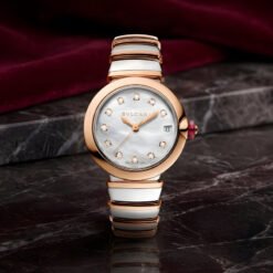 Đồng Hồ Nữ Bvlgari LVCEA 33mm Mặt Số Xà Cừ Trắng Dễ Quan Sát Với Cọc Số Kim Cương