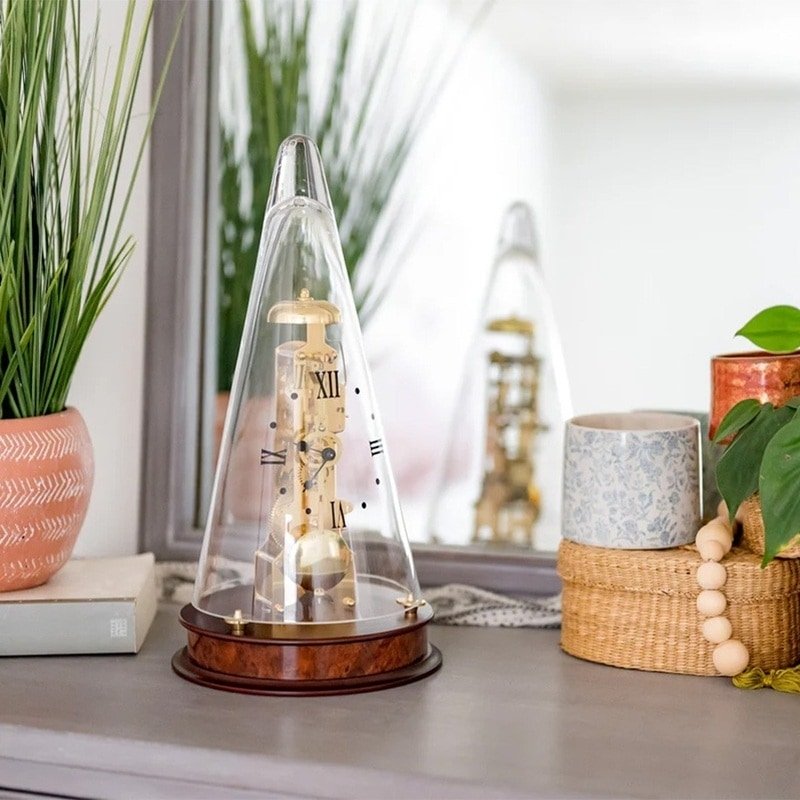 Đồng Hồ Để Bàn Hermle 22716-070791 – Đế Gỗ Gụ Mahogany, Máy Cơ Lộ Máy, Trữ Cót 14 Ngày, Chuông Điểm Giờ - Ảnh 4