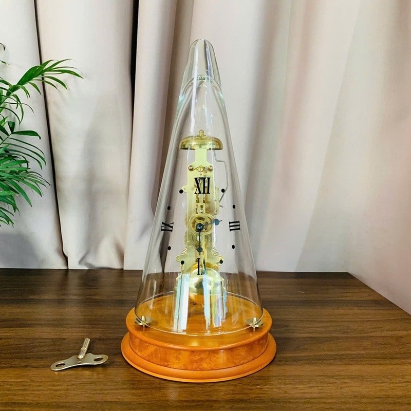 Đồng Hồ Để Bàn Hermle 22716-160791 – Đế Gỗ Anh Đào, Máy Cơ Skeleton, Vòm Kính Trong Suốt, Trữ Cót Đến 14 Ngày - Ảnh 2