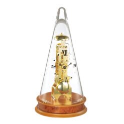 Đồng Hồ Để Bàn Hermle 22716-160791 – Đế Gỗ Anh Đào, Máy Cơ Skeleton, Vòm Kính Trong Suốt, Trữ Cót Đến 14 Ngày