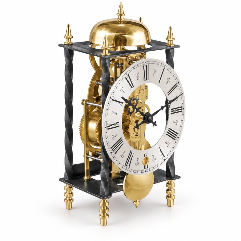 Đồng Hồ Để Bàn Hermle 22734-000701 – Khung Đen Vàng Sắt , Máy Skeleton, Chuông Điểm Tròn Giờ - Ảnh 2