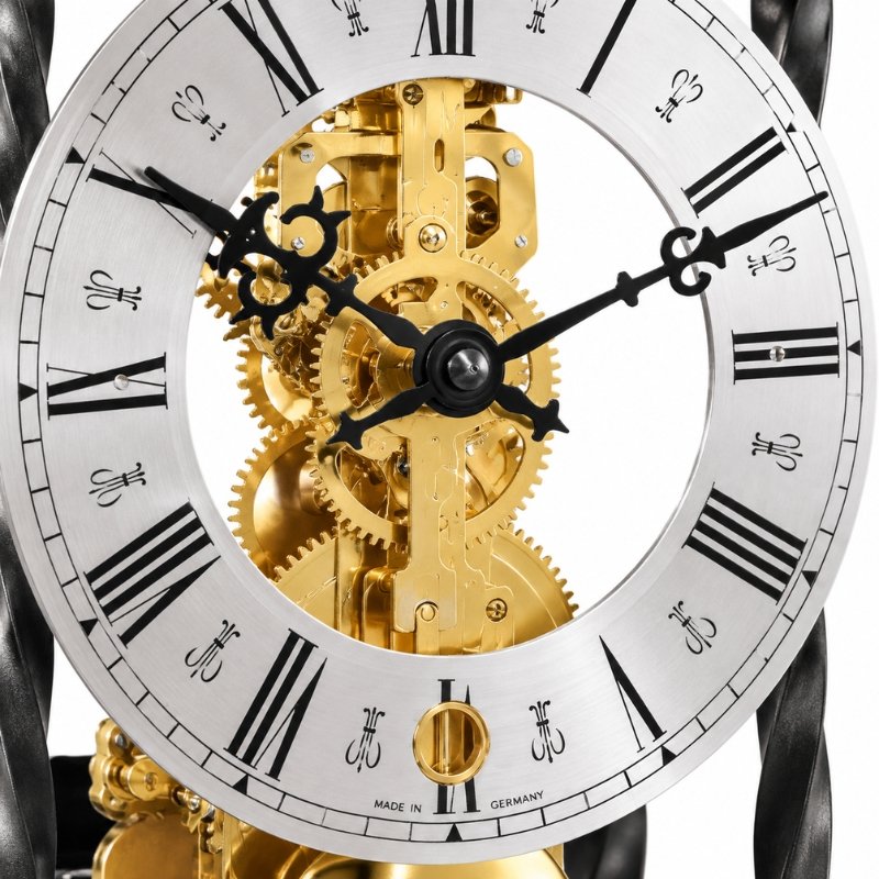 Đồng Hồ Để Bàn Hermle 22734-000701 – Khung Đen Vàng Sắt , Máy Skeleton, Chuông Điểm Tròn Giờ - Ảnh 3