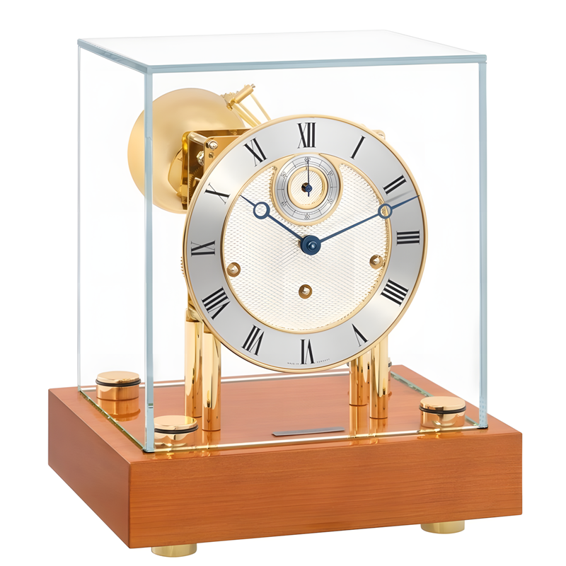 Đồng Hồ Để Bàn Hermle 22801-Q50352 – Đế Gỗ Anh Đào Kèm Vỏ Kính Trong Suốt, 4 Chuông Westminster, Ngắt Chuông Đêm