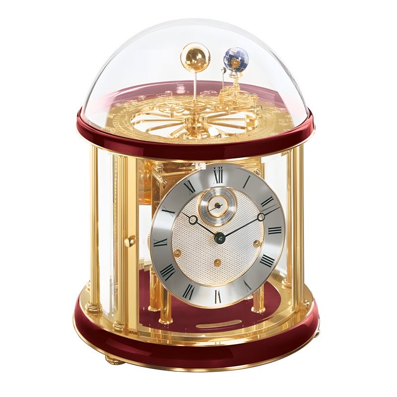 Đồng Hồ Để Bàn Hermle 22805-V20352 – Tellurium Độc Đáo, Chuông Westminster, Đế Đỏ Sang Trọng
