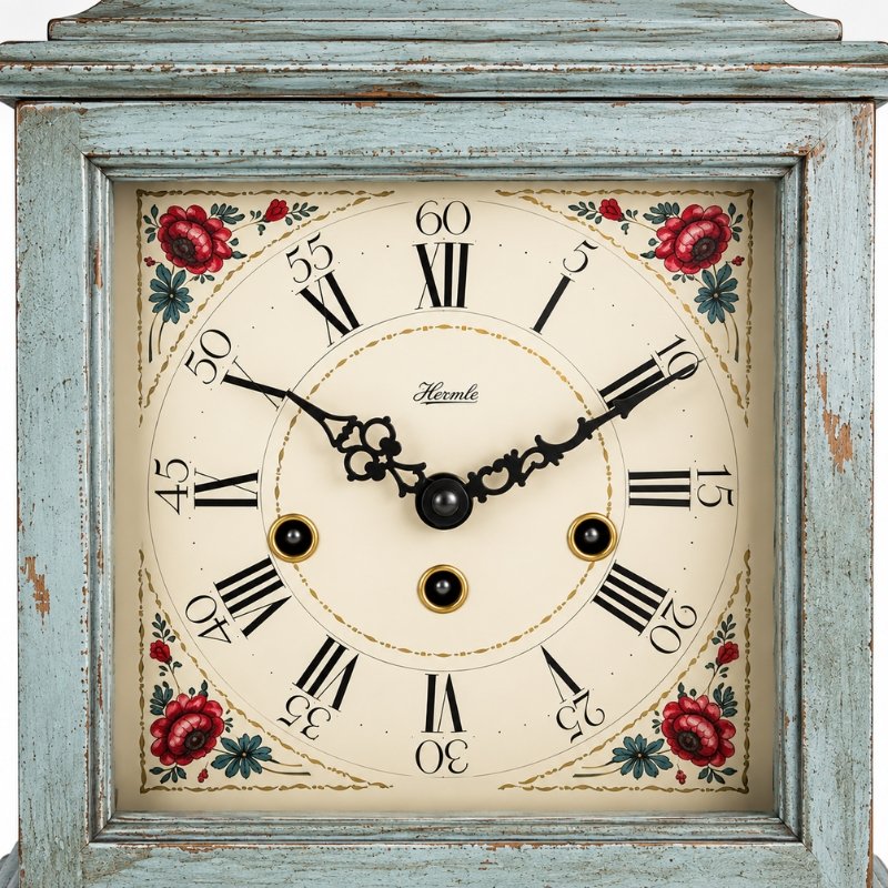 Đồng Hồ Để Bàn Hermle 22915-V70340 – Sắc Xám Xanh Vintage, Bộ Máy Cơ 3 Ổ Cót Và Chuông Westminster - Ảnh 3