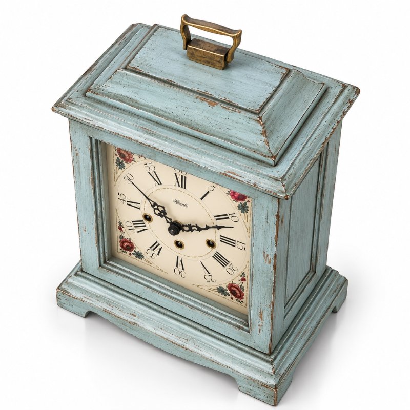 Đồng Hồ Để Bàn Hermle 22915-V70340 – Sắc Xám Xanh Vintage, Bộ Máy Cơ 3 Ổ Cót Và Chuông Westminster - Ảnh 4