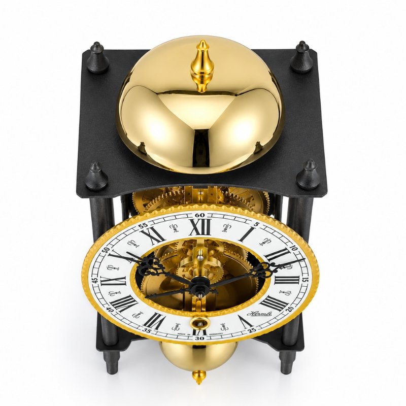 Đồng Hồ Để Bàn Hermle 23003-000711 – Khung Đen Vàng, Máy Skeleton, Trữ Cót 14 Ngày, Điểm Chuông Giờ - Ảnh 4