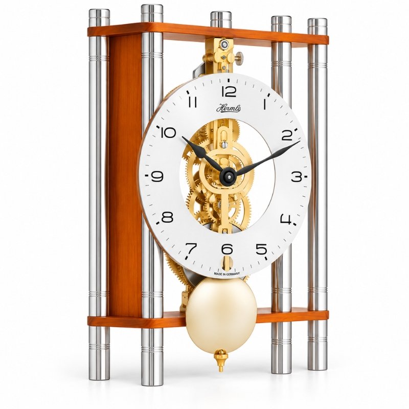 Đồng Hồ Để Bàn Hermle 23036-U30721 – Bộ Máy Cơ Skeleton Trữ Cót 8 Ngày, Lộ Cơ Tinh Xảo, Trụ Nhôm Eloxed - Ảnh 2