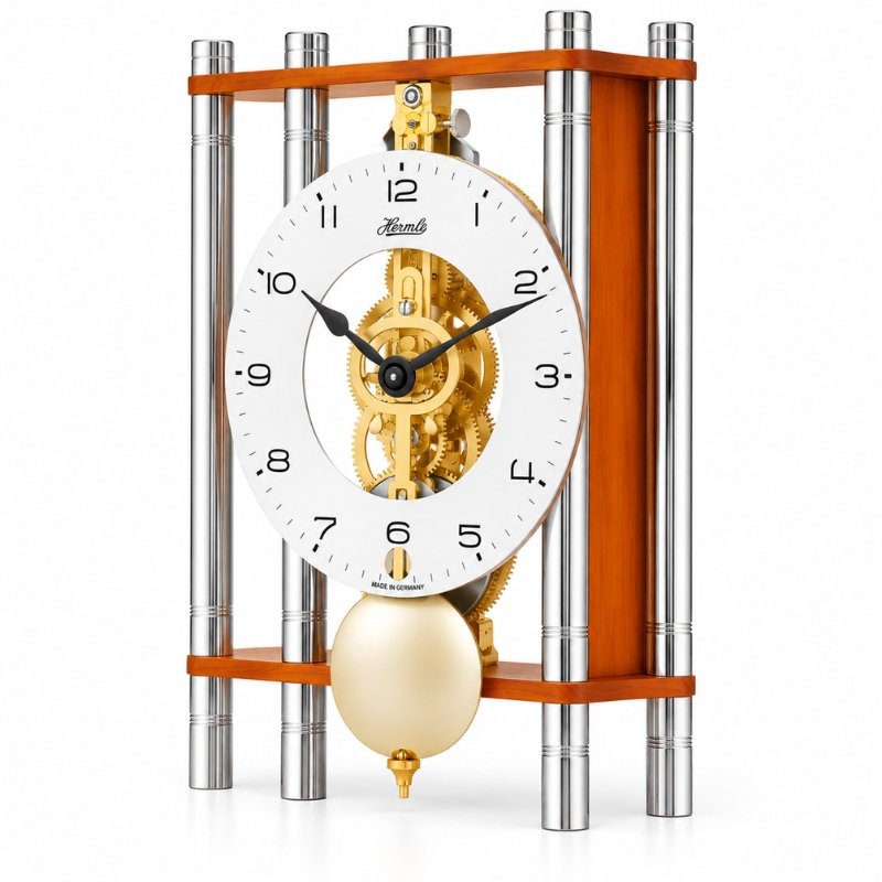Đồng Hồ Để Bàn Hermle 23036-U30721 – Bộ Máy Cơ Skeleton Trữ Cót 8 Ngày, Lộ Cơ Tinh Xảo, Trụ Nhôm Eloxed - Ảnh 3
