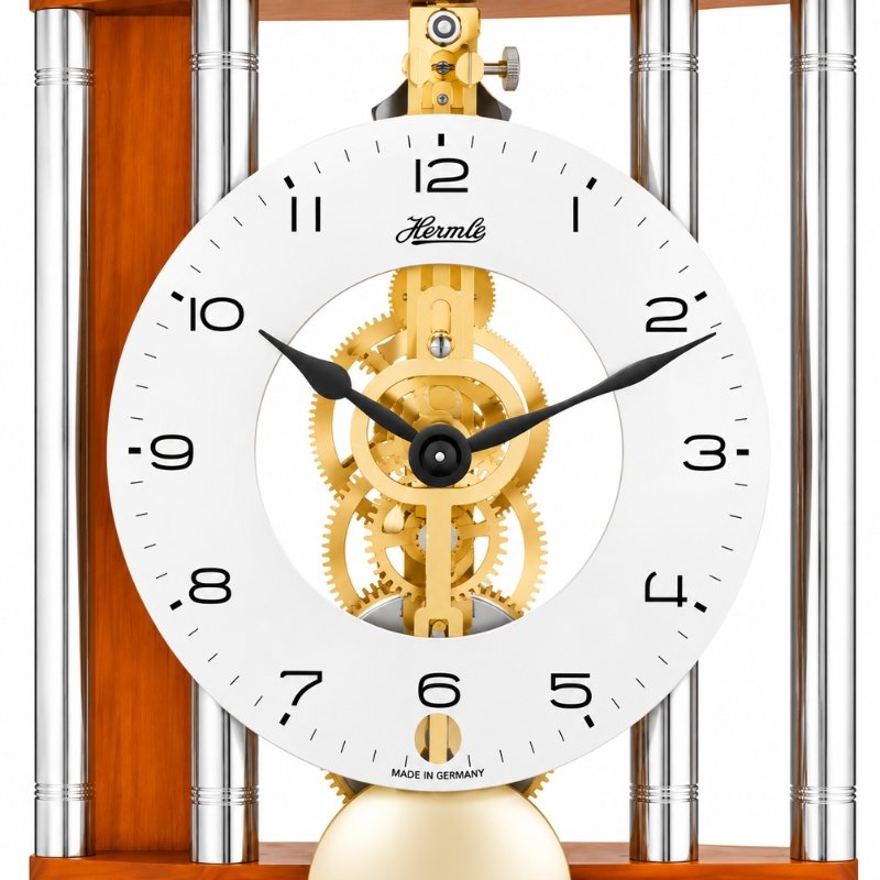 Đồng Hồ Để Bàn Hermle 23036-U30721 – Bộ Máy Cơ Skeleton Trữ Cót 8 Ngày, Lộ Cơ Tinh Xảo, Trụ Nhôm Eloxed - Ảnh 4