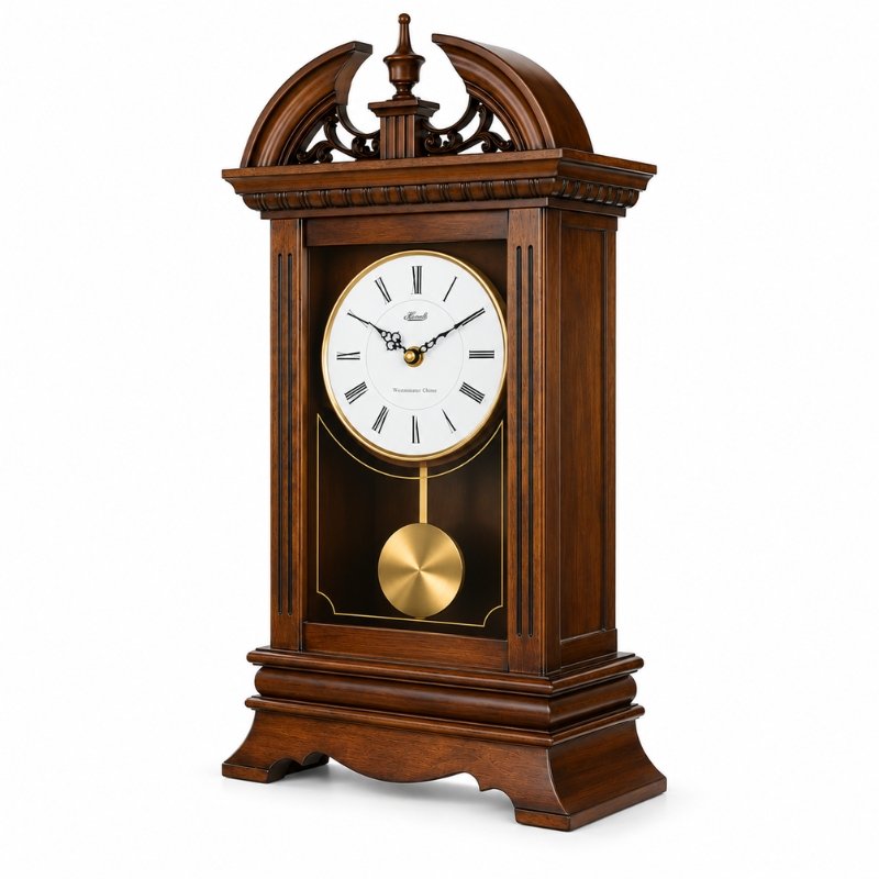 Đồng Hồ Để Bàn Hermle 42010 – Thiết Kế Gỗ Óc Chó, 4 Chế Độ Chuông Và Tự Động Tắt Nhạc Ban Đêm - Ảnh 3